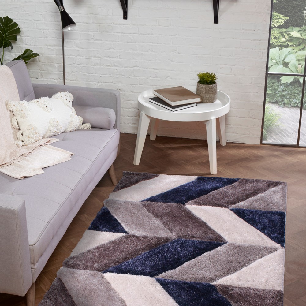 Blazon Geometric Rugs in Navy Blue